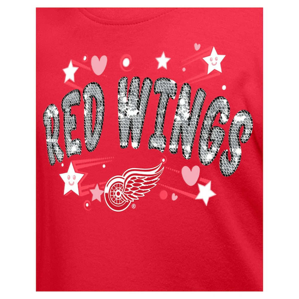 Detroit Red Wings New Era Girl's Youth Flip Sequin T-Shirt - Red | US 201889083