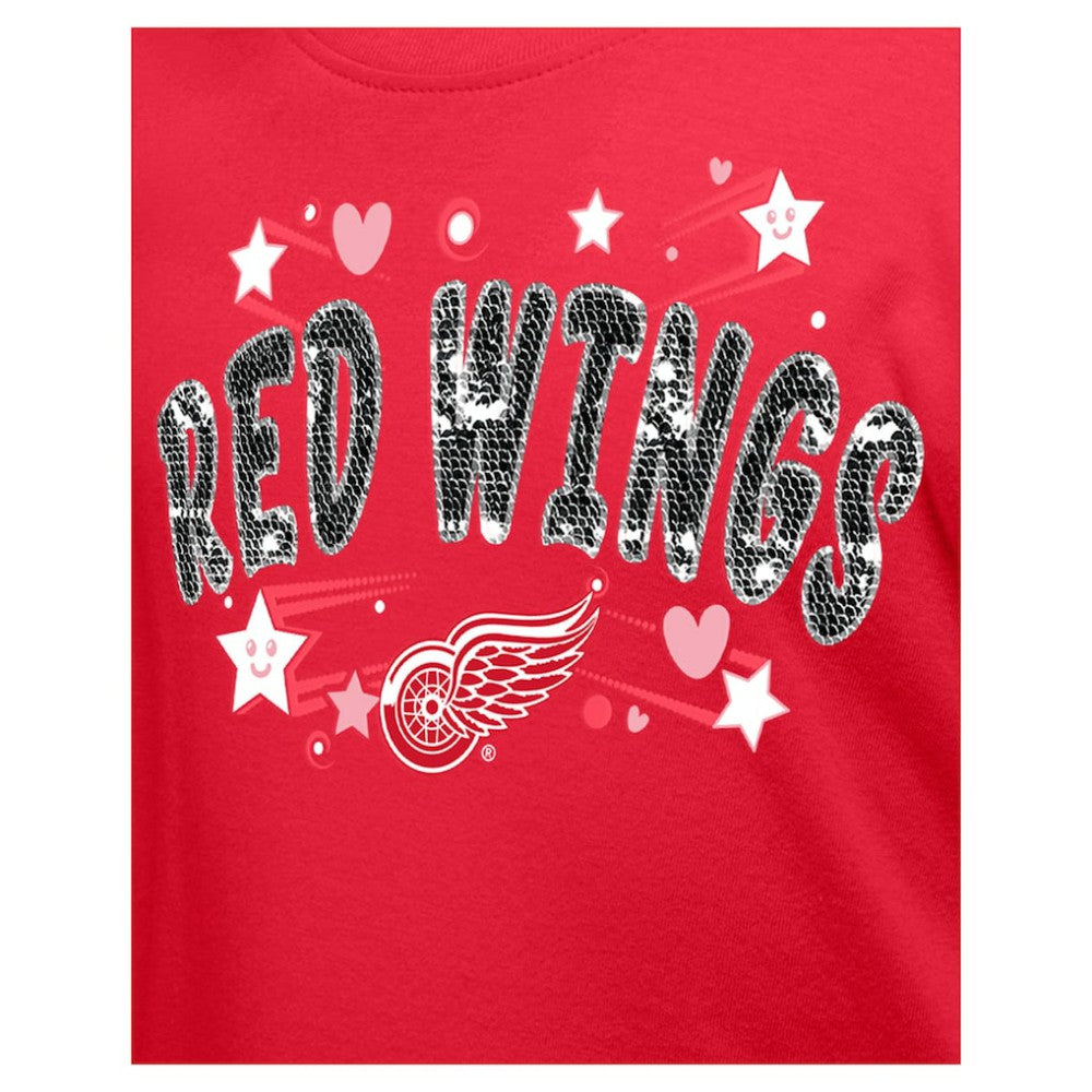 Detroit Red Wings New Era Girl's Youth Flip Sequin T-Shirt - Red | US 201889083