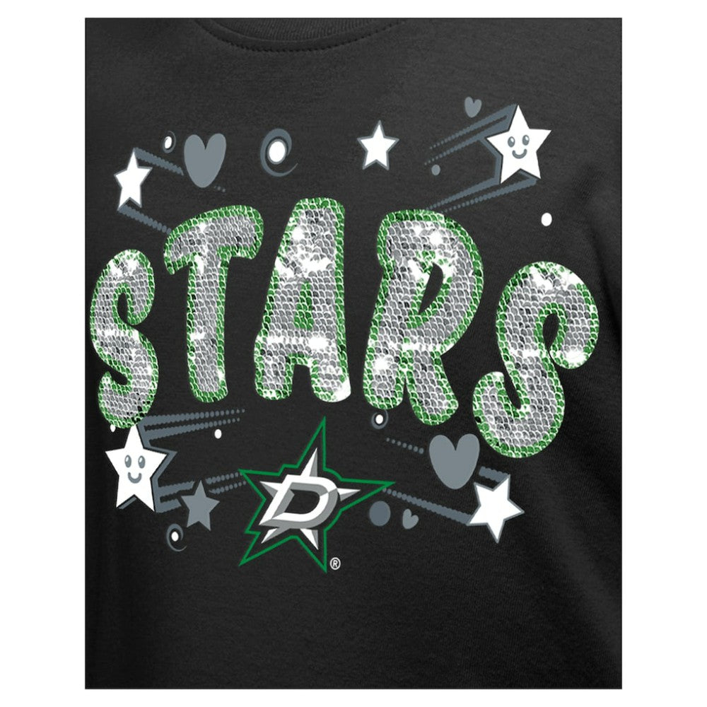 Dallas Stars New Era Girl's Youth Flip Sequin T-Shirt - Black | US 201889084