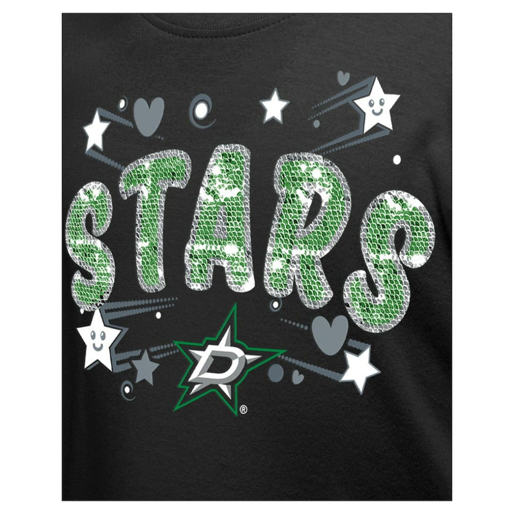 Dallas Stars New Era Girl's Youth Flip Sequin T-Shirt - Black | US 201889084