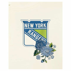 New York Rangers New Era Women's Glam Game Quarter-Zip Cropped Floral Hoodie Pullover - Cream | US 201889092