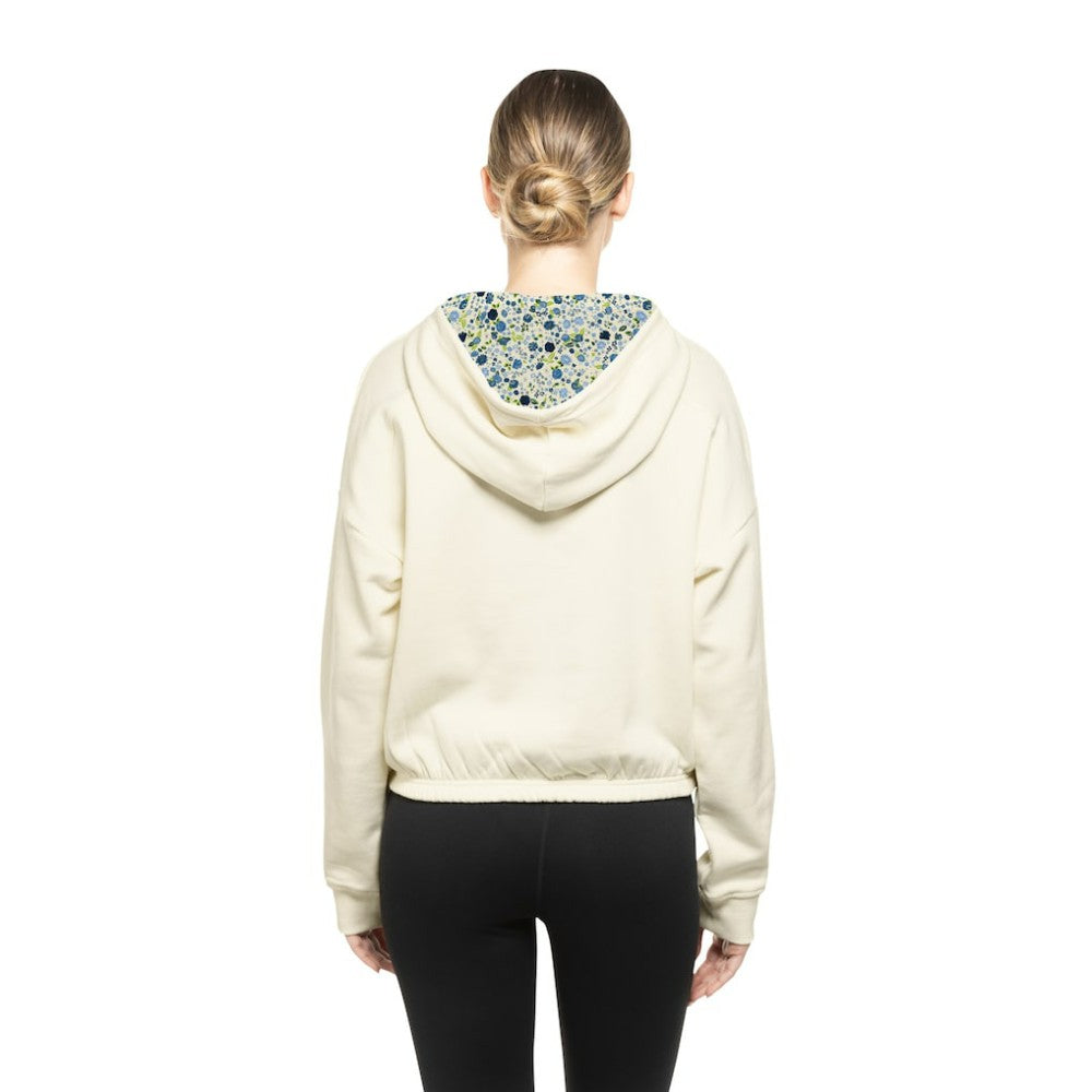 Seattle Kraken New Era Women's Glam Game Quarter-Zip Cropped Floral Hoodie Pullover - Cream | US 201889102