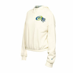 Carolina Hurricanes New Era Women's Glam Game Quarter-Zip Cropped Floral Hoodie Pullover - Cream | US 201889105
