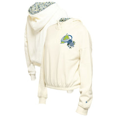 Colorado Avalanche New Era Women's Glam Game Quarter-Zip Cropped Floral Hoodie Pullover - Cream | US 201889107