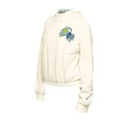 Colorado Avalanche New Era Women's Glam Game Quarter-Zip Cropped Floral Hoodie Pullover - Cream | US 201889107