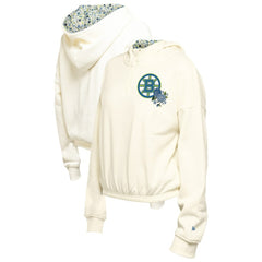 Boston Bruins New Era Women's Glam Game Quarter-Zip Cropped Floral Hoodie Pullover - Cream | US 201889113