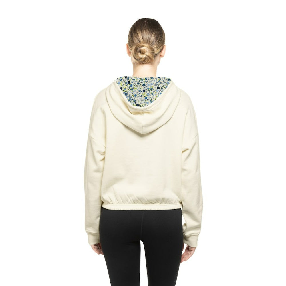 Boston Bruins New Era Women's Glam Game Quarter-Zip Cropped Floral Hoodie Pullover - Cream | US 201889113