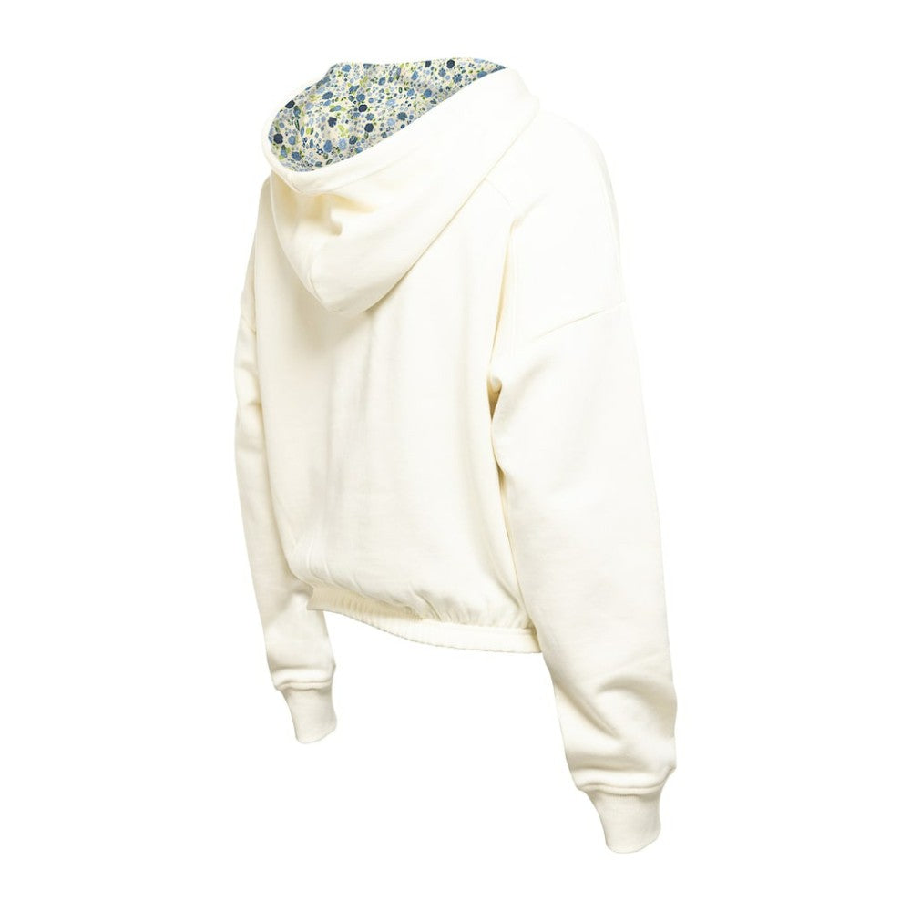 Detroit Red Wings New Era Women's Glam Game Quarter-Zip Cropped Floral Hoodie Pullover - Cream | US 201889116