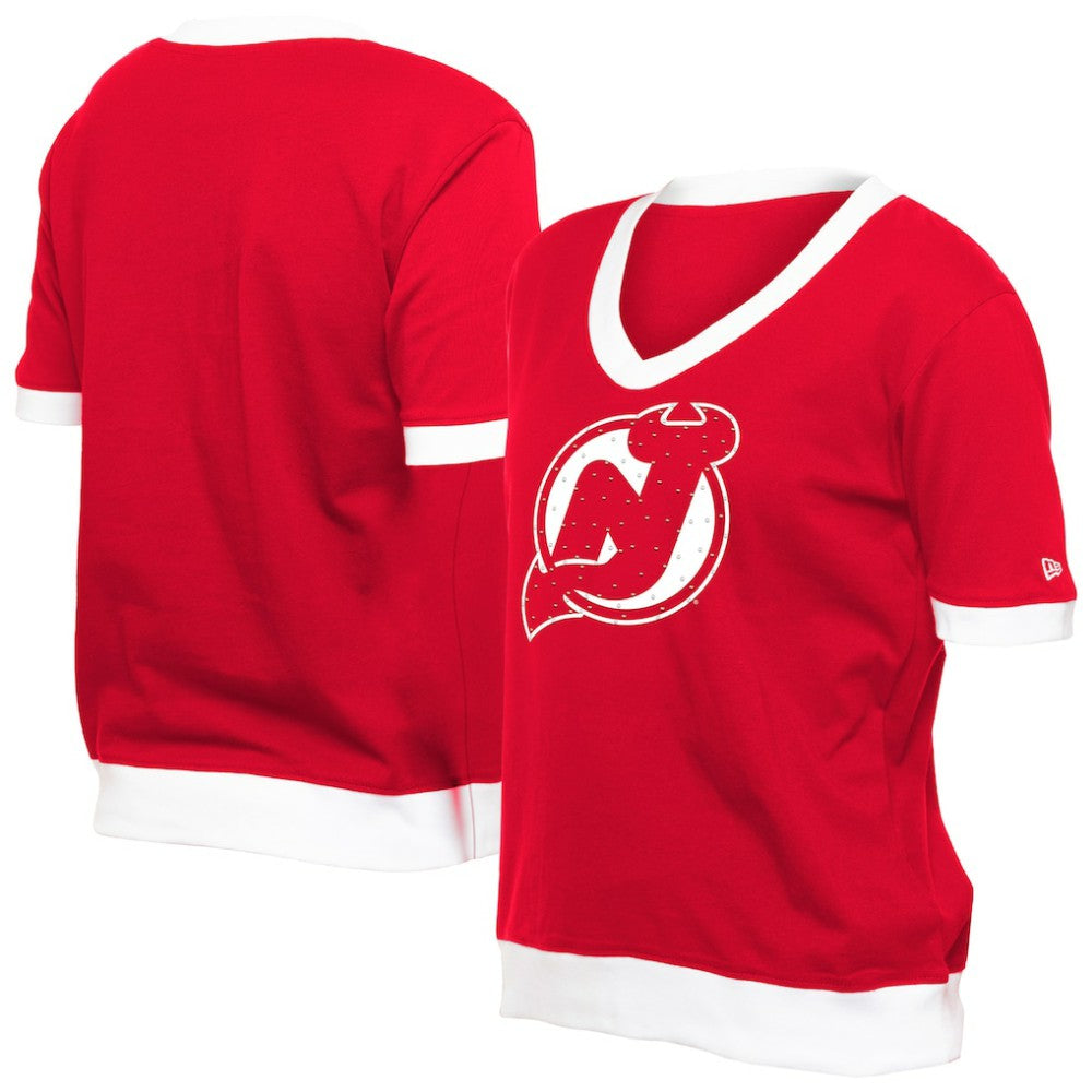 New Jersey Devils New Era Women's Game Day Rhinestuds T-Shirt - Red | US 201889151