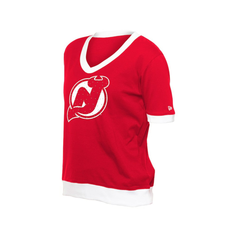 New Jersey Devils New Era Women's Game Day Rhinestuds T-Shirt - Red | US 201889151