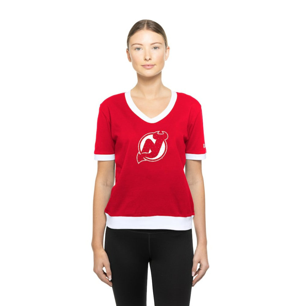 New Jersey Devils New Era Women's Game Day Rhinestuds T-Shirt - Red | US 201889151