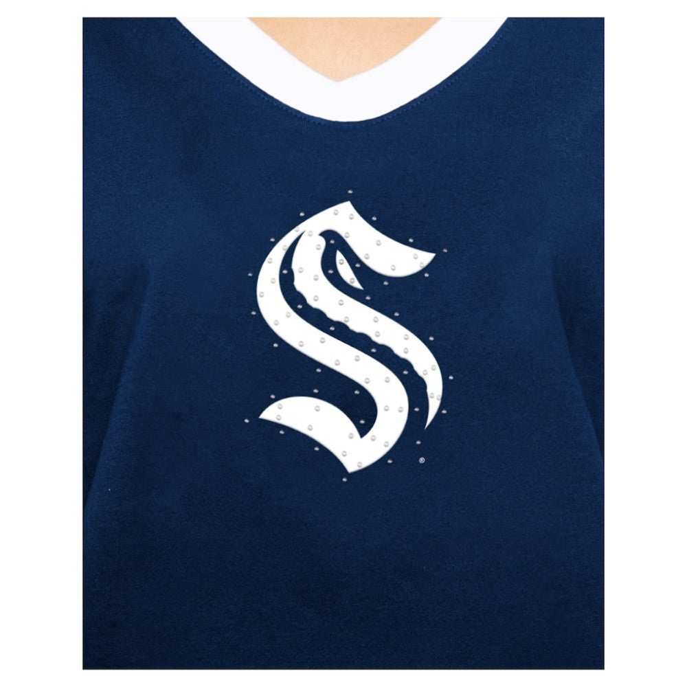 Seattle Kraken New Era Women's Game Day Rhinestuds T-Shirt - Deep Sea Blue | US 201889153