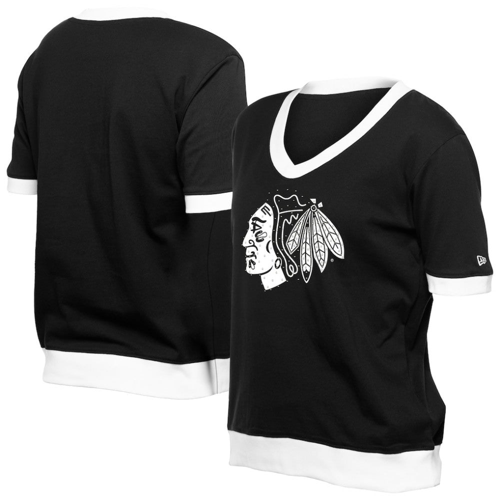 Chicago Blackhawks New Era Women's Game Day Rhinestuds T-Shirt - Black | US 201889154