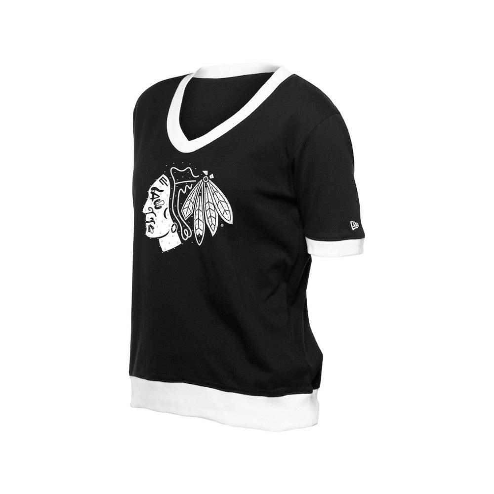Chicago Blackhawks New Era Women's Game Day Rhinestuds T-Shirt - Black | US 201889154