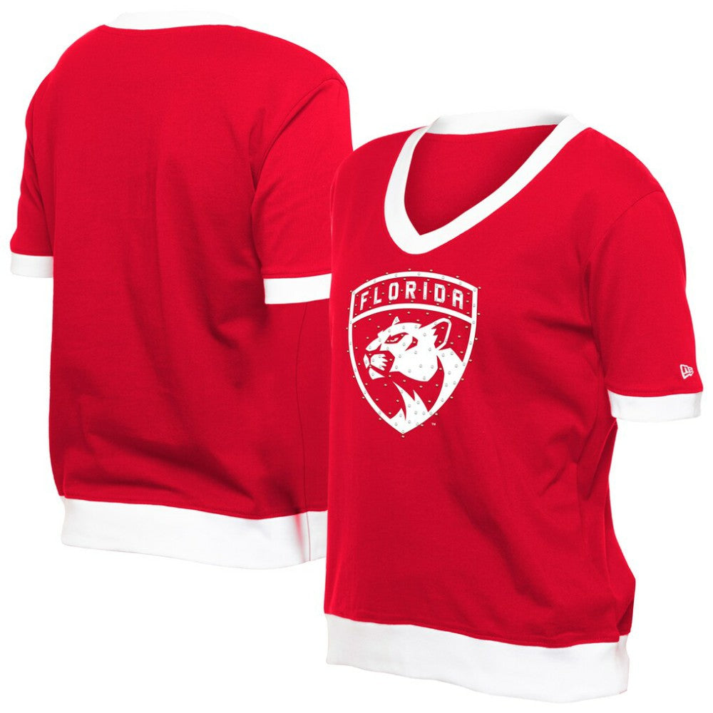 Florida Panthers New Era Women's Game Day Rhinestuds T-Shirt - Red | US 201889169