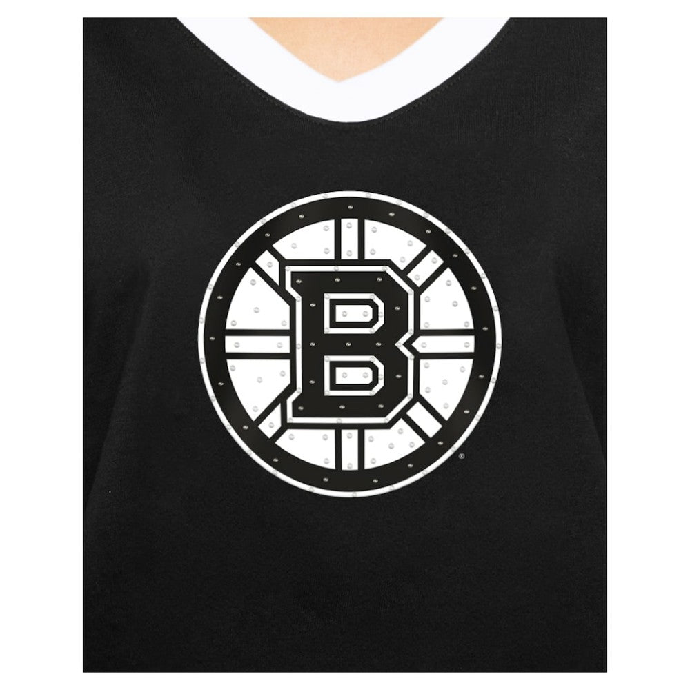 Boston Bruins New Era Women's Game Day Rhinestuds T-Shirt - Black | US 201889174