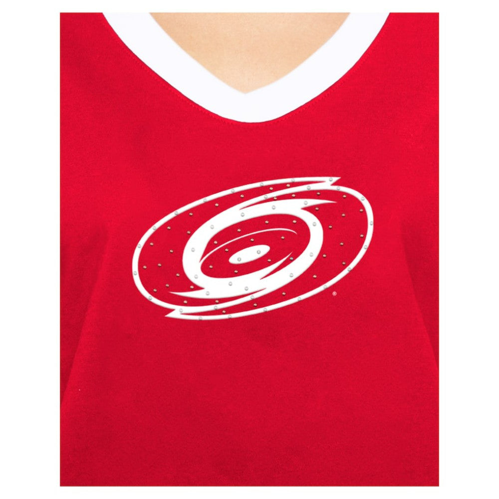 Carolina Hurricanes New Era Women's Game Day Rhinestuds T-Shirt - Red | US 201889175