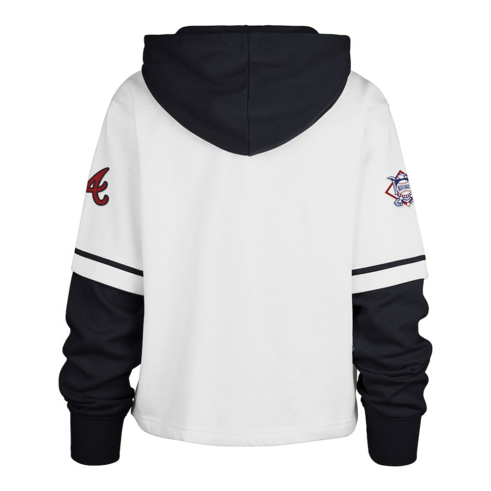 Atlanta Braves '47 Women's Trifecta Shortstop Cropped Pullover Hoodie - White Hoodies