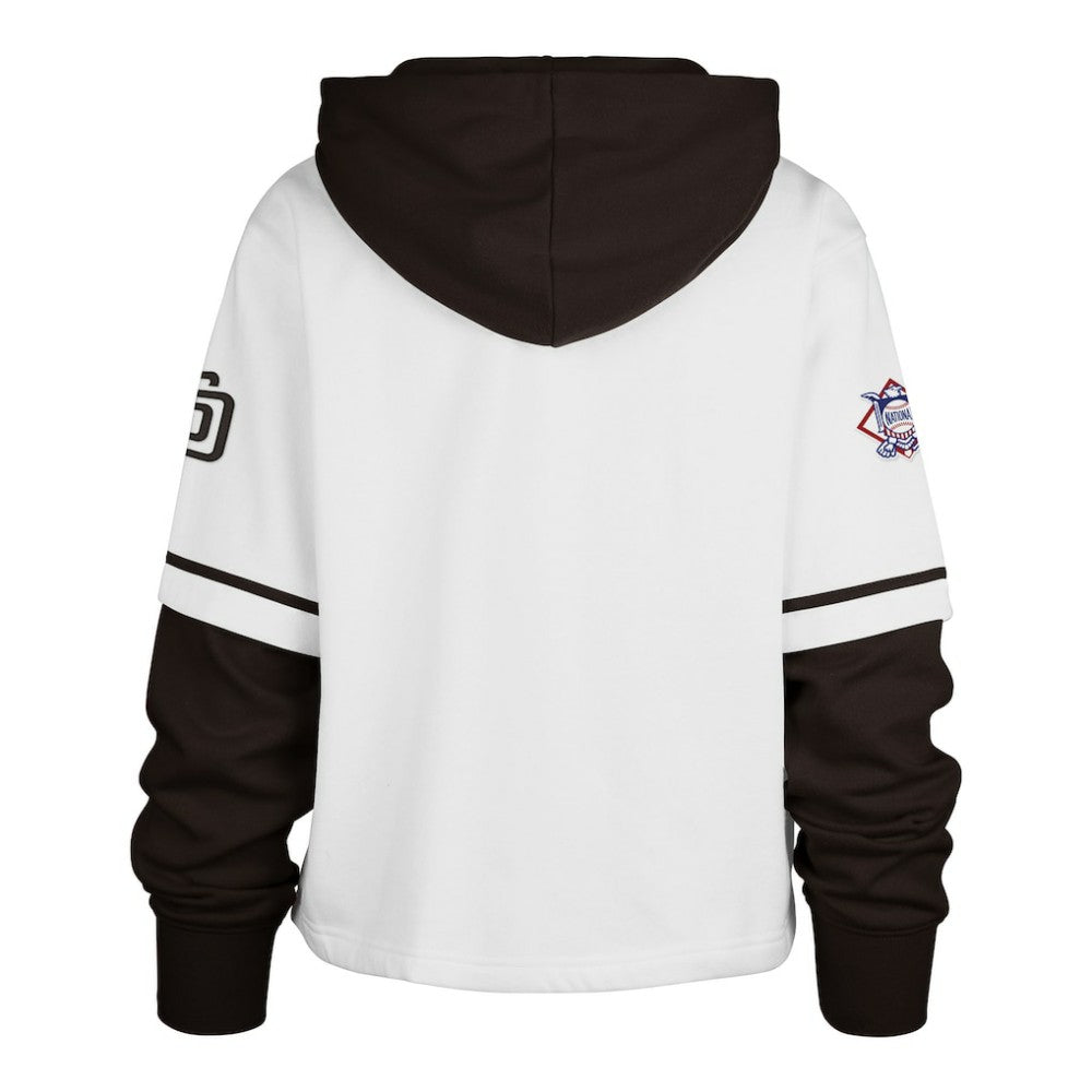 San Diego Padres '47 Women's Trifecta Shortstop Cropped Pullover Hoodie - White Hoodies