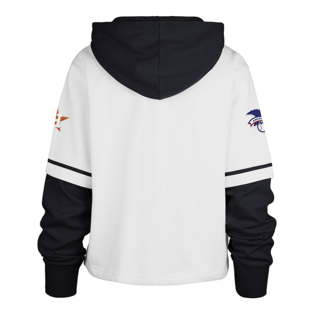 Houston Astros '47 Women's Trifecta Shortstop Cropped Pullover Hoodie - White Hoodies