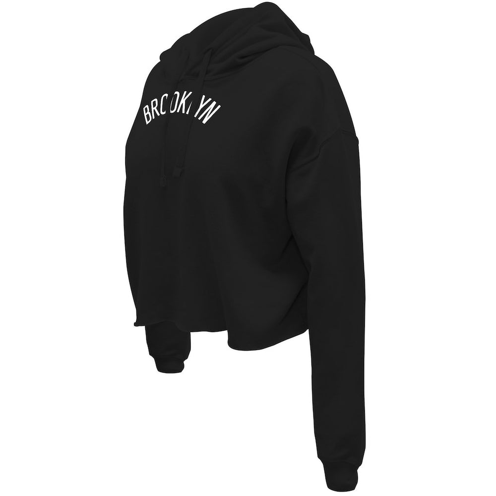 Brooklyn Nets Stadium Essentials Women's Origins Script Cropped Pullover Hoodie Black