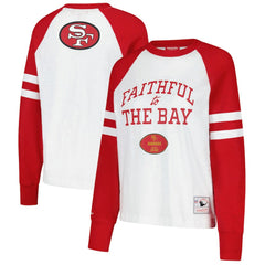 San Francisco 49ers Women's Slub Long Sleeve T-Shirt - White/Scarlet T-shirts