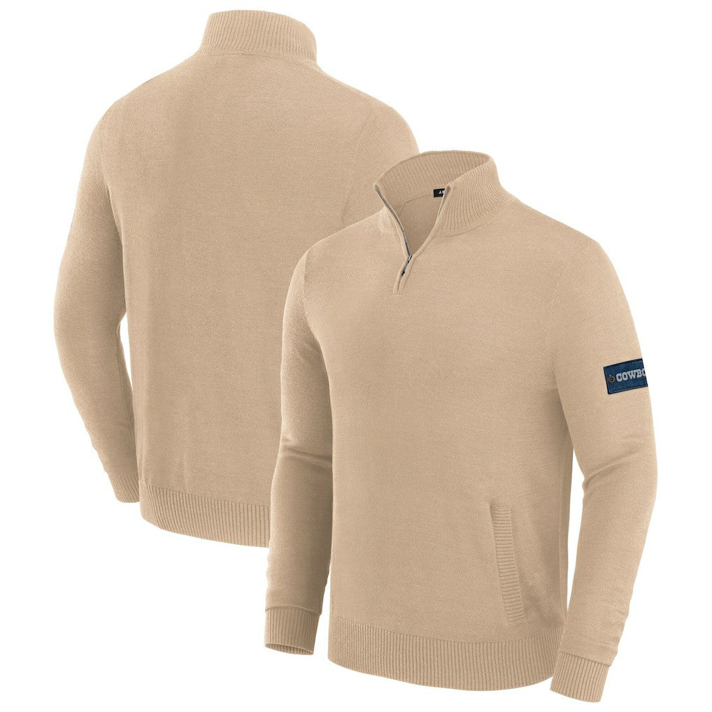 Dallas Cowboys J. Palmer Franchise Quarter-Zip Sweater - Tan