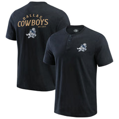 Dallas Cowboys Darius Rucker Collection Washed Henley T-Shirt - Black T-shirts