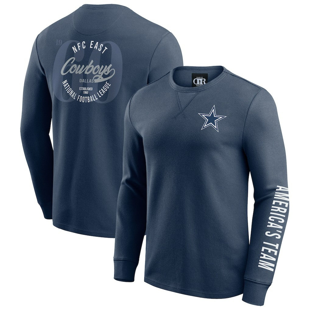 Dallas Cowboys Darius Rucker Collection Washed Waffle-Knit Long Sleeve T-Shirt - Navy T-shirts