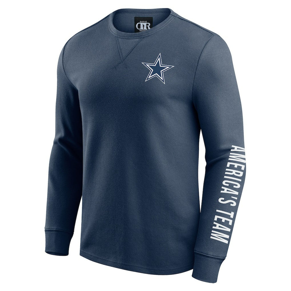 Dallas Cowboys Darius Rucker Collection Washed Waffle-Knit Long Sleeve T-Shirt - Navy T-shirts