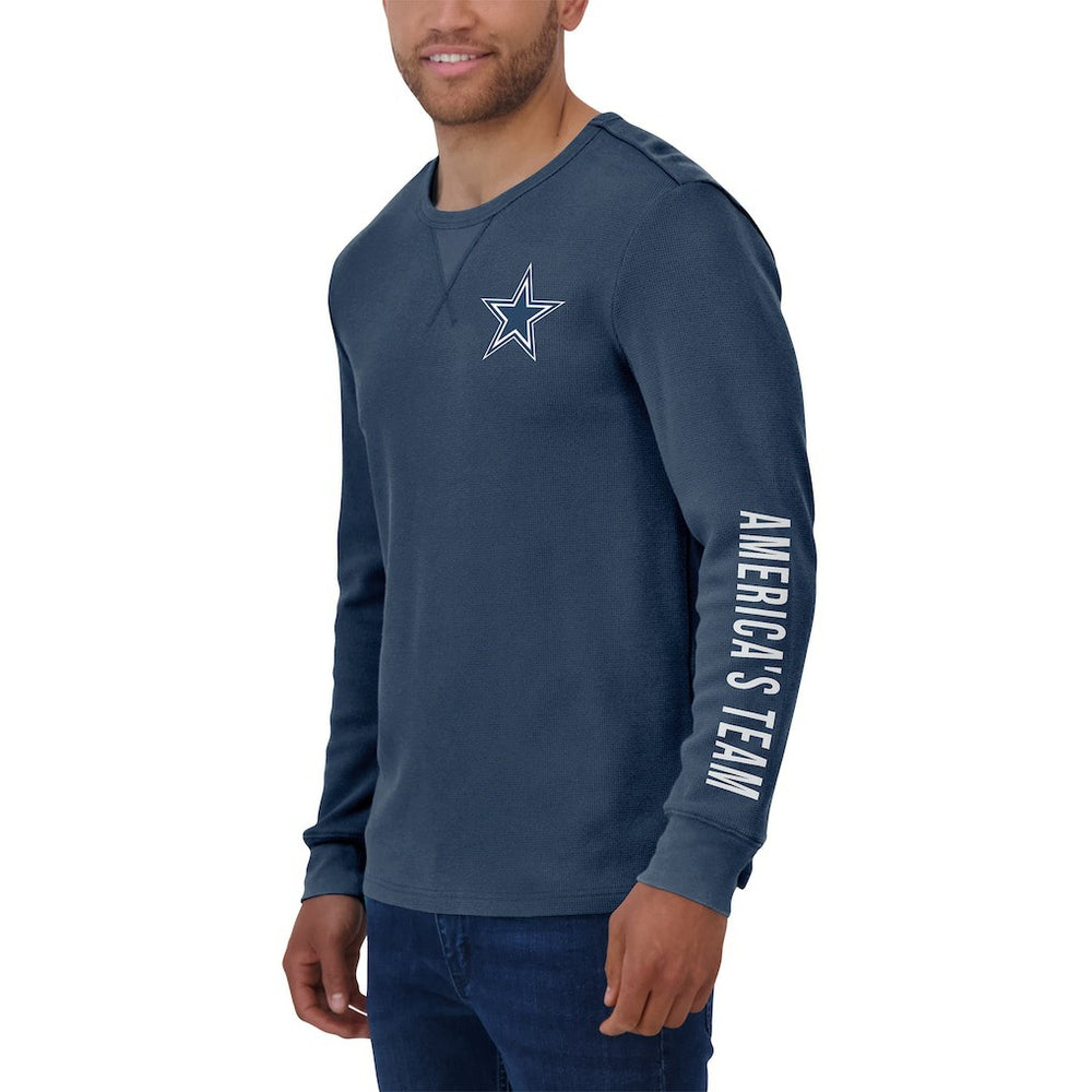 Dallas Cowboys Darius Rucker Collection Washed Waffle-Knit Long Sleeve T-Shirt - Navy T-shirts