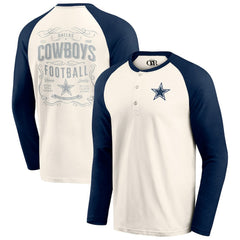 Dallas Cowboys Darius Rucker Collection Raglan Henley Long Sleeve T-Shirt - White/Navy T-shirts