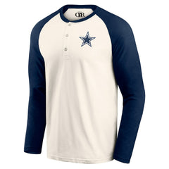 Dallas Cowboys Darius Rucker Collection Raglan Henley Long Sleeve T-Shirt - White/Navy T-shirts