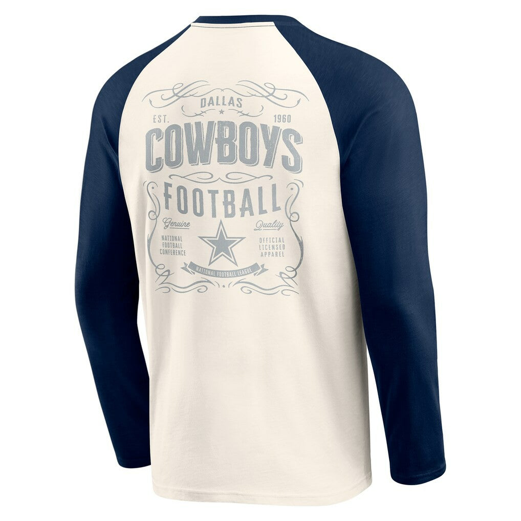 Dallas Cowboys Darius Rucker Collection Raglan Henley Long Sleeve T-Shirt - White/Navy T-shirts