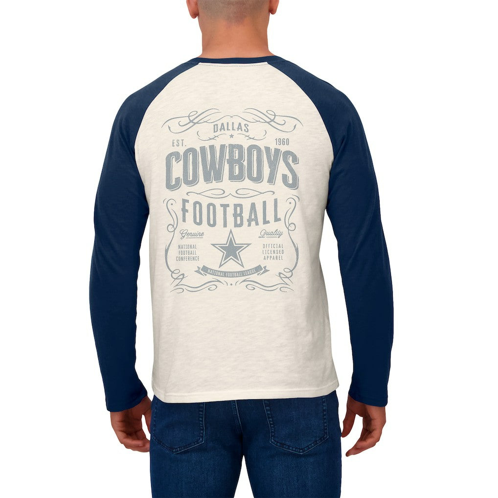 Dallas Cowboys Darius Rucker Collection Raglan Henley Long Sleeve T-Shirt - White/Navy T-shirts
