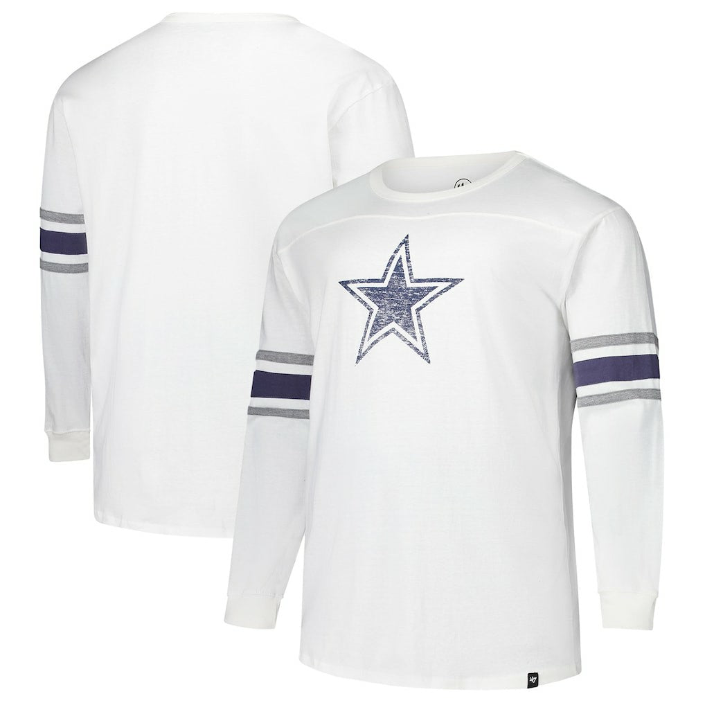 Dallas Cowboys '47 Big & Tall Premier Brex Long Sleeve T-Shirt - White T-shirts