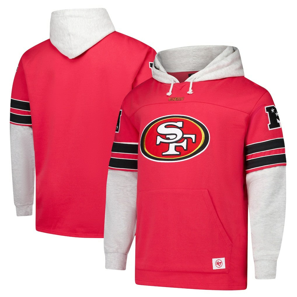 San Francisco 49ers '47 Big & Tall Lacer Pullover Hoodie - Scarlet Hoodies