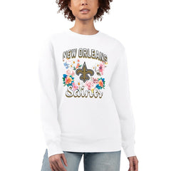 New Orleans Saints G-III 4Her by Carl Banks Women's Flower Logo Graphic Fleece Pullover Sweatshirt - White Pullover