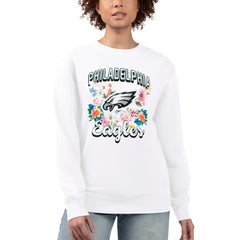 Philadelphia Eagles G-III 4Her by Carl Banks Women's Flower Logo Graphic Fleece Pullover Sweatshirt - White Pullover