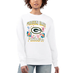 Green Bay Packers G-III 4Her by Carl Banks Women's Flower Logo Graphic Fleece Pullover Sweatshirt - White Pullover