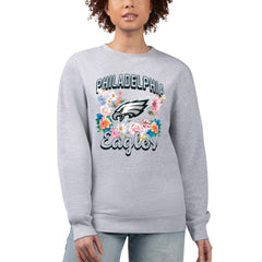 Philadelphia Eagles G-III 4Her by Carl Banks Women's Flower Logo Graphic Fleece Pullover Sweatshirt - Heather Gray Pullover