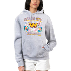 Washington Commanders G-III 4Her by Carl Banks Women's Flowers Team Logo Graphic Fleece Pullover Hoodie - Heather Gray Hoodies