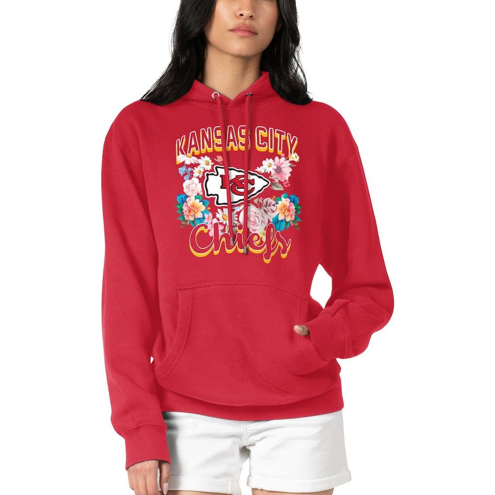 Kansas City Chiefs G-III 4Her by Carl Banks Women's Flowers Team Logo Graphic Fleece Pullover Hoodie - Red Hoodies