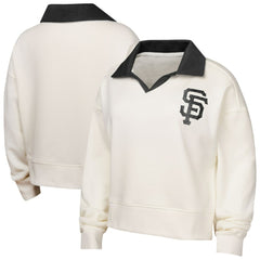 San Francisco Giants Girls Youth Ballpark Hit Collared V-Neck Pullover Sweatshirt - White Pullover