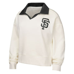 San Francisco Giants Girls Youth Ballpark Hit Collared V-Neck Pullover Sweatshirt - White Pullover