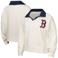 Boston Red Sox Girls Youth Ballpark Hit Collared V-Neck Pullover Sweatshirt - White Pullover