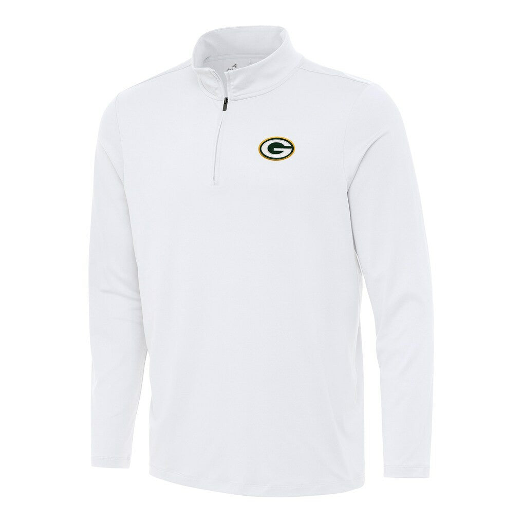 Green Bay Packers Antigua Reprocess Quarter-Zip Top - White Tops