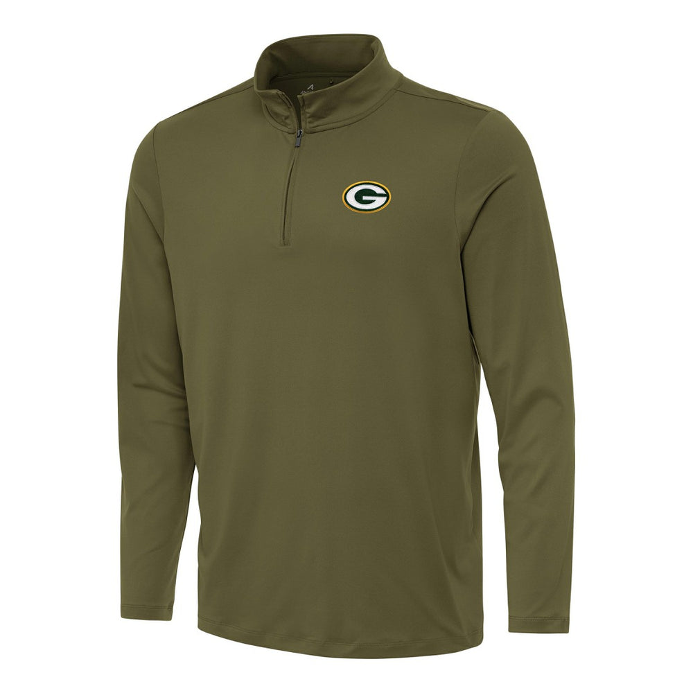 Green Bay Packers Antigua Reprocess Quarter-Zip Top - Olive Tops