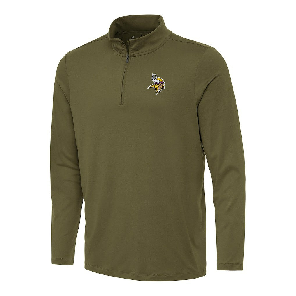 Minnesota Vikings Antigua Reprocess Quarter-Zip Top - Olive Tops