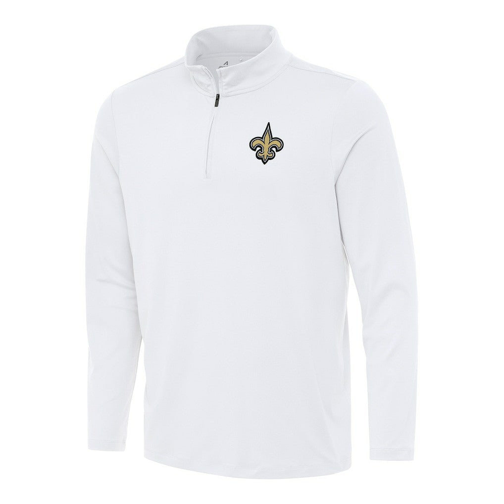 New Orleans Saints Antigua Reprocess Quarter-Zip Top - White Tops